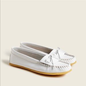 J. Crew Soft Unlined Leather Loafers Moccasins in White